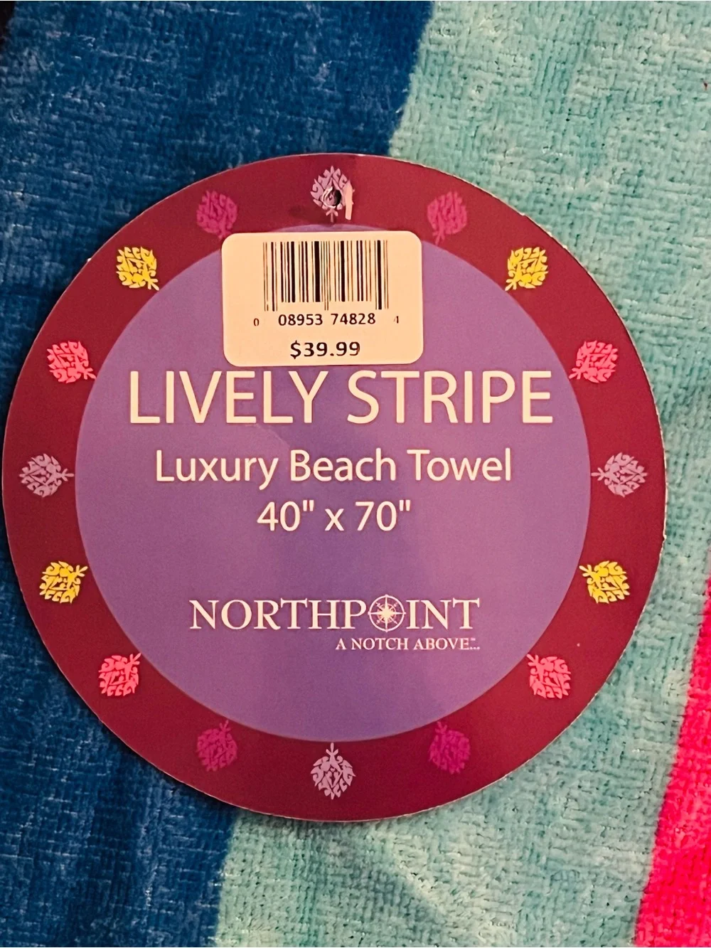 Lively Stripe Soft Velour Oversized Beach Towel